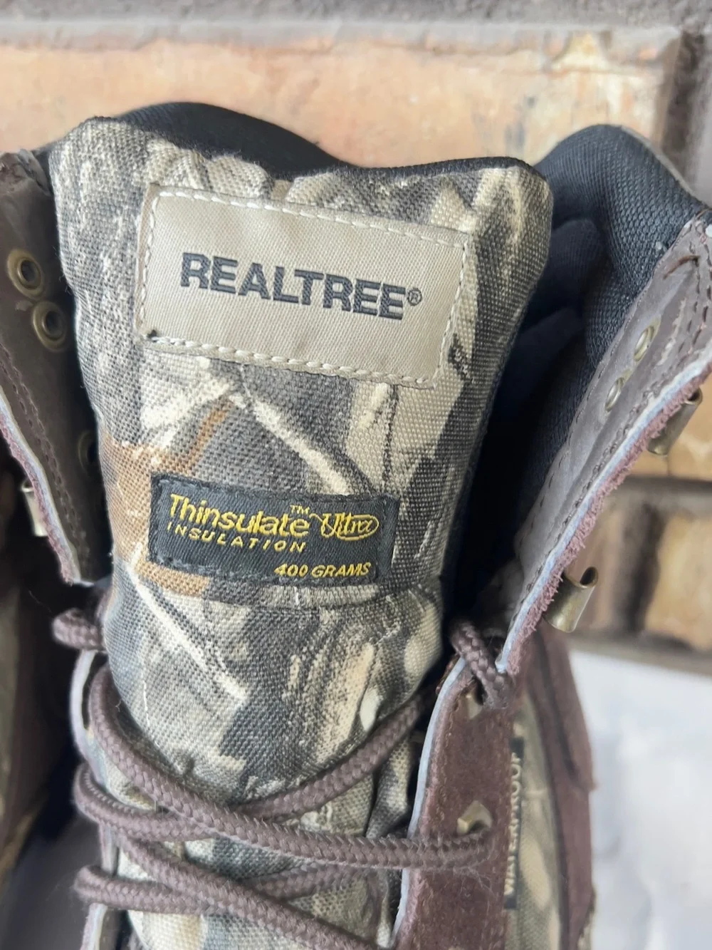 Realtree Camouflage Hunting Boots with Brown Suede Trim